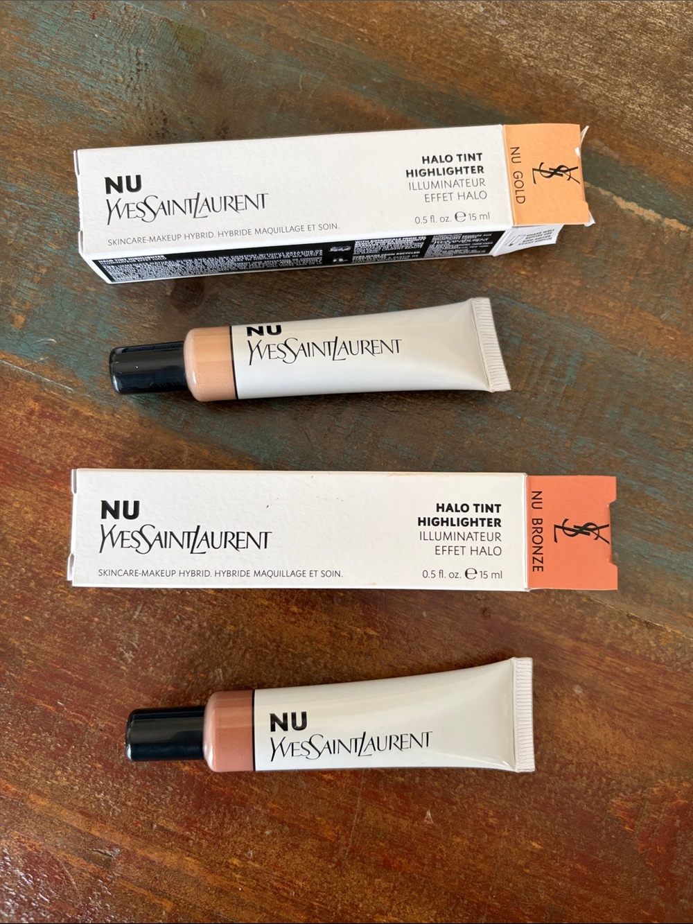 New Yves Saint Laurent NU Halo Tint Highlighter - Gold & Bronze Tubes